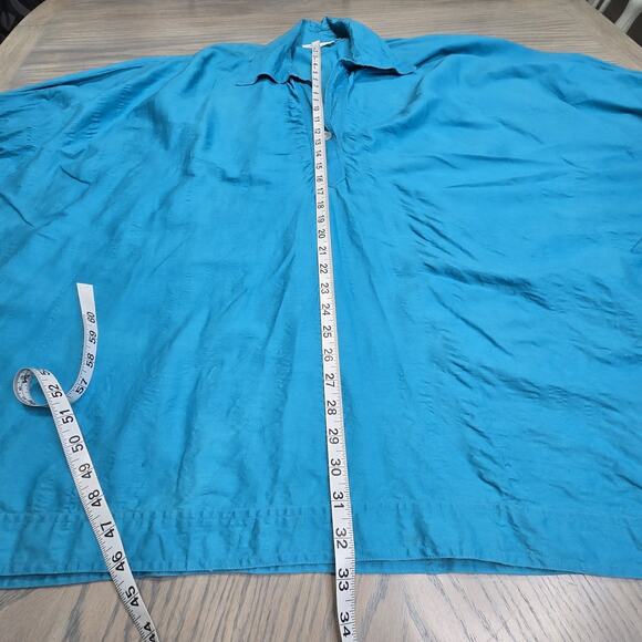 Dilemma Dhun Shroff Turquoise Art-To-Wear Textured Cotton Blend Shirt Lagenlook - Picture 9 of 13